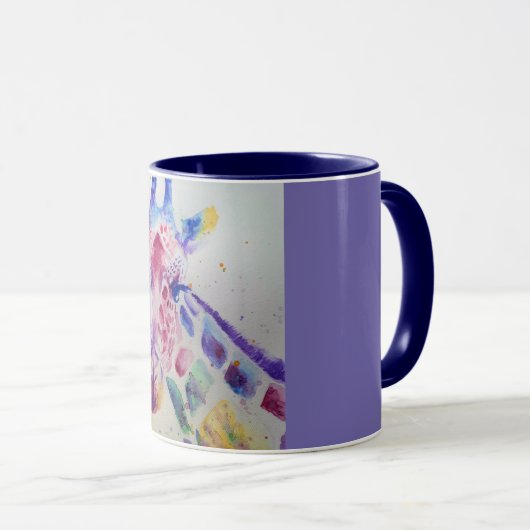 Kleurrijke Giraffe Dierlijke Aquarel Art Design Mok (Voorkant rechts)