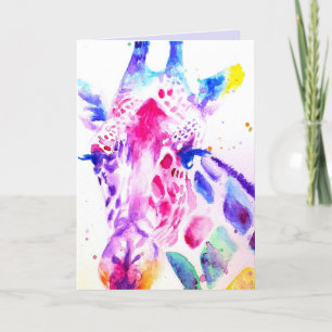 Kleurrijke Giraffe Dierlijke Aquarel Verjaardag Ka Kaart