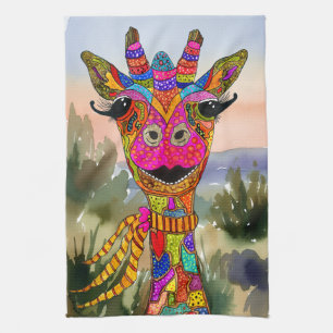 Kleurrijke Giraffe Keukenhanddoek