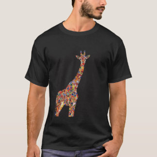 Kleurrijke Giraffe Mozaïek Kunst T-shirt