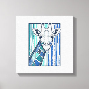 Kleurrijke Giraffe Portret Vintage Gravure Vector Canvas Afdruk
