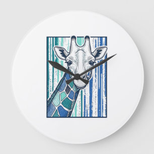 Kleurrijke Giraffe Portret Vintage Gravure Vector Grote Klok