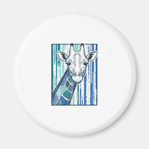 Kleurrijke Giraffe Portret Vintage Gravure Vector Magneet