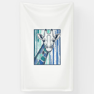 Kleurrijke Giraffe Portret Vintage Gravure Vector Spandoek