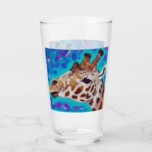 Kleurrijke Giraffe schilderen Glas (Voorkant)