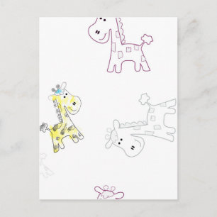 Kleurrijke Giraffe Sketch Briefkaart – Artistic An