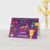 Kleurrijke Giraffe, Vliegtuig, Cake & de Kaart (Gele Bloem)