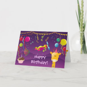Kleurrijke Giraffe, Vliegtuig, Cake & de Kaart
