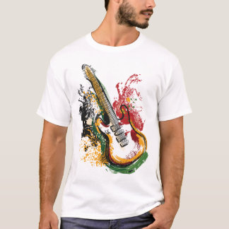 Kleurrijke gitaarvibes t-shirt