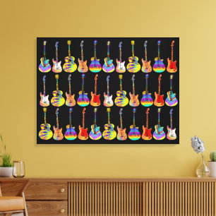 Kleurrijke Gitaren Canvas Afdruk