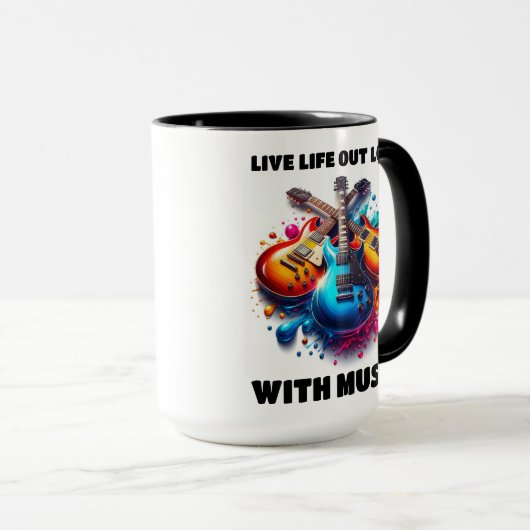 Kleurrijke gitaren leven hardop met muziek mok (Voorkant rechts)