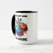 Kleurrijke gitaren leven hardop met muziek mok (Voorkant links)