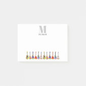 Kleurrijke gitaren muzikant songwriter Monogram Post-it® Notes (Voorkant)