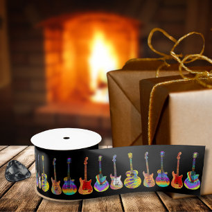 Kleurrijke gitaren op zwart lint