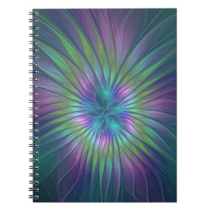 Kleurrijke Glanzende Fantasie Bloem Abstracte Frac Notitieboek
