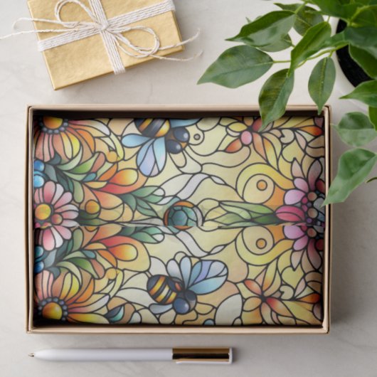 Kleurrijke glas bijen tissuepapier (Geschenk)