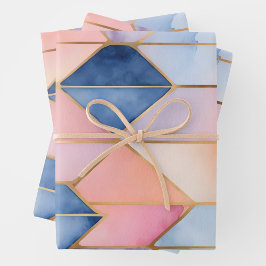 Kleurrijke Glas in lood Art Wrapping Paper Sheets