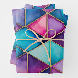 Kleurrijke Glas in lood Art Wrapping Paper Sheets