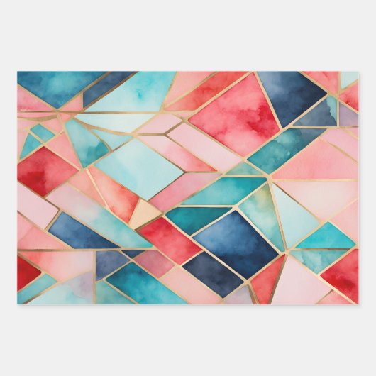 Kleurrijke Glas in lood Art Wrapping Paper Sheets (Voorkant 3)