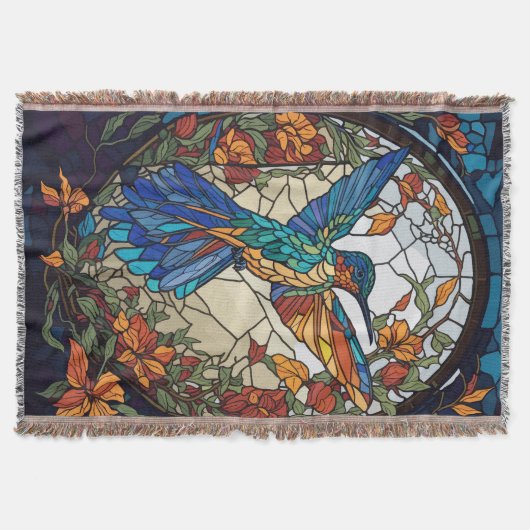 Kleurrijke Glas in lood Artistic Hummingbird Deken (Voorkant)