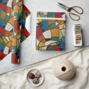 Kleurrijke Glas in lood Mozaïek Abstractie Cadeaupapier