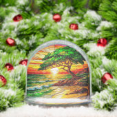 Kleurrijke Glas in lood zonsondergang over het str Sneeuwbol (Kerstmis)