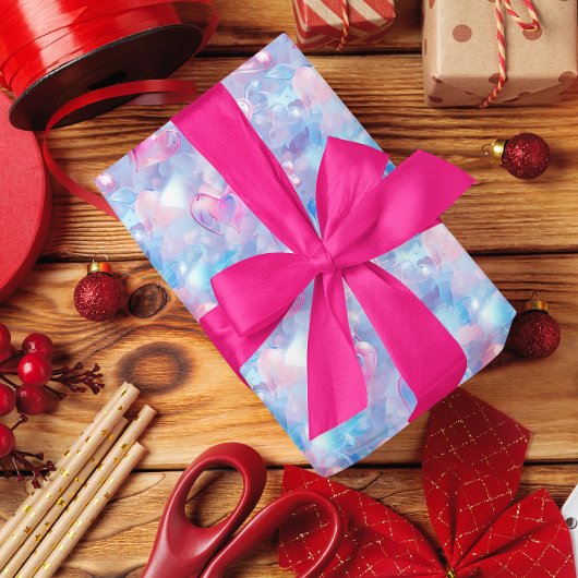 Kleurrijke glasharten Valentijnse Cadeaupapier