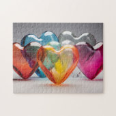 Kleurrijke glazen harten legpuzzel (Horizontaal)