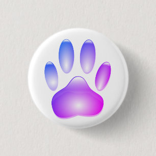 Kleurrijke Glazen Hond Paw Print Ronde Button 3,2 Cm