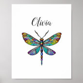 Kleurrijke Glazen in lood libellen vleugels Poster (Voorkant)