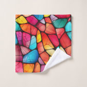 Kleurrijke Glazen in lood Patroon achtergrond Bad Handdoek (Wasdoekje)