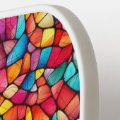 Kleurrijke Glazen in lood Patroon achtergrond Pickleball Paddle (Links Detail)