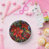 Kleurrijke Glazen in lood stijl Poinsettias & Holl Papieren Kommen (Feest)