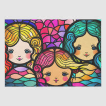 Kleurrijke Glazen in lood zeemeerminnen