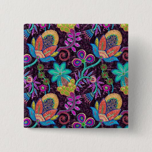 Kleurrijke glazen kralen Bekijk het uiteindelijke Vierkante Button 5,1 Cm (Voorkant)