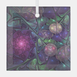 Kleurrijke glinsterende moderne Abstracte fractal Glas Ornament