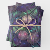 Kleurrijke glinsterende moderne Abstracte fractal Inpakpapier Vel (In situ)