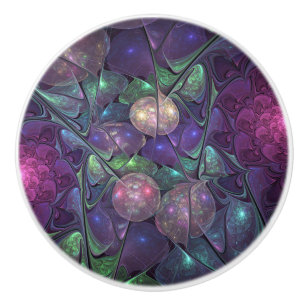 Kleurrijke glinsterende moderne Abstracte fractal  Keramische Knop