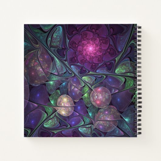 Kleurrijke glinsterende moderne Abstracte fractal  Notitieboek (Achterkant)