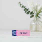 Kleurrijke Glitter Blauwe Chevron Roze Damasks 2a Mini Visitekaartje (Staand voorkant)