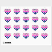 Kleurrijke Glitter Blauwe Chevron Roze Damasks Hart Sticker (Vel)