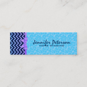 Kleurrijke Glitter Blue Chevron Blue Damasks 2a Mini Visitekaartje