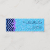 Kleurrijke Glitter Blue Chevron Blue Damasks 2a Mini Visitekaartje (Achterkant)