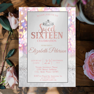 Kleurrijke Glitter Bokeh Ombre,Tiara Sweet 16 Fees Kaart