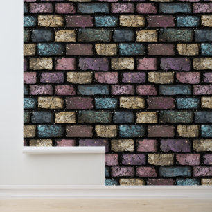 Kleurrijke Glitter Brick Pattern Behang