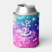 Kleurrijke glitter met nautische bootanker blikjeskoeler (Blikje Voorkant)