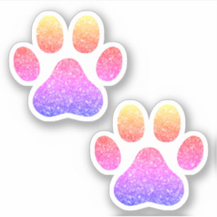 Kleurrijke Glitter Paw Prints Pet Lover Sticker