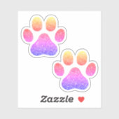 Kleurrijke Glitter Pootafdrukken Huisdierliefhebbe Sticker (Vel)