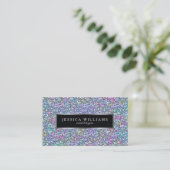 Kleurrijke Glitter & Sparkles Print Zilveren Accen Visitekaartje (Staand voorkant)