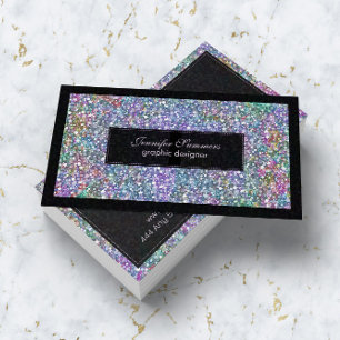 Kleurrijke Glitter & Sparkles Zwart Lijst Visitekaartje